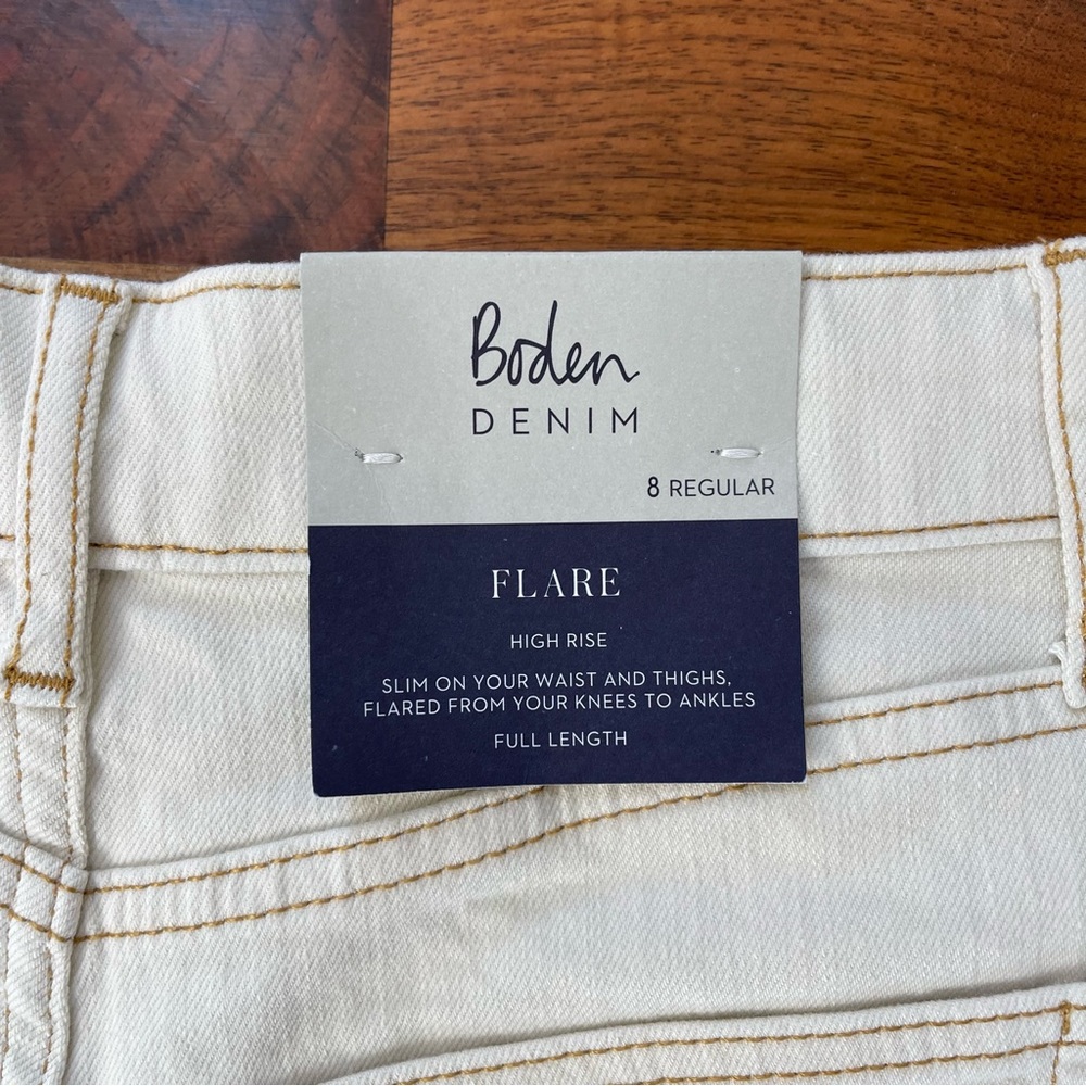 Boden Women’s High Waist Smart Flare Jeans in Ecru US Size 4 R - Picture 12 of 16